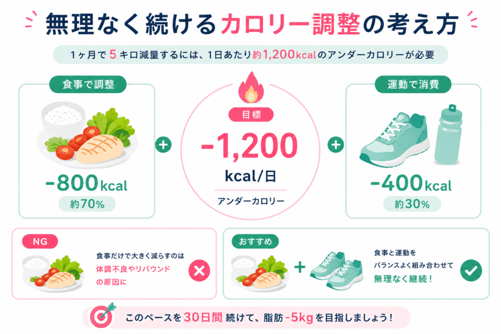 1ヶ月で5キロ痩せるための目標カロリー計算方法