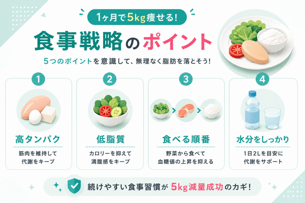 【食事】1ヶ月で5キロ痩せるための食事戦略
