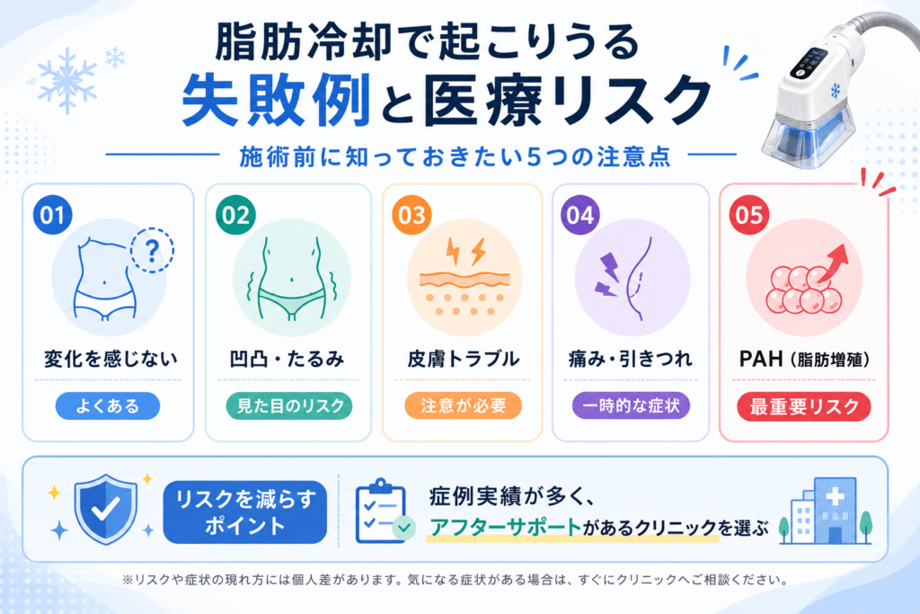 脂肪冷却で起こりうる失敗例と医療リスク