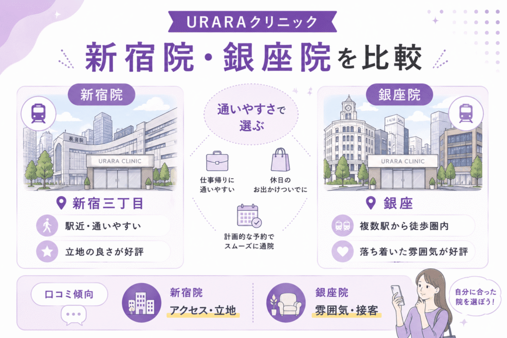 URARAクリニック新宿院・銀座院の店舗情報と口コミ傾向
